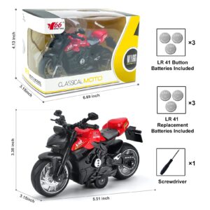 Ming You Motorcycle Toy - Motorcycle Toys for Kids 3-5 5-8,Mini Toy Motorcycles with Lights and Sounds for 3 + Years Old Boys and Girls (Red)