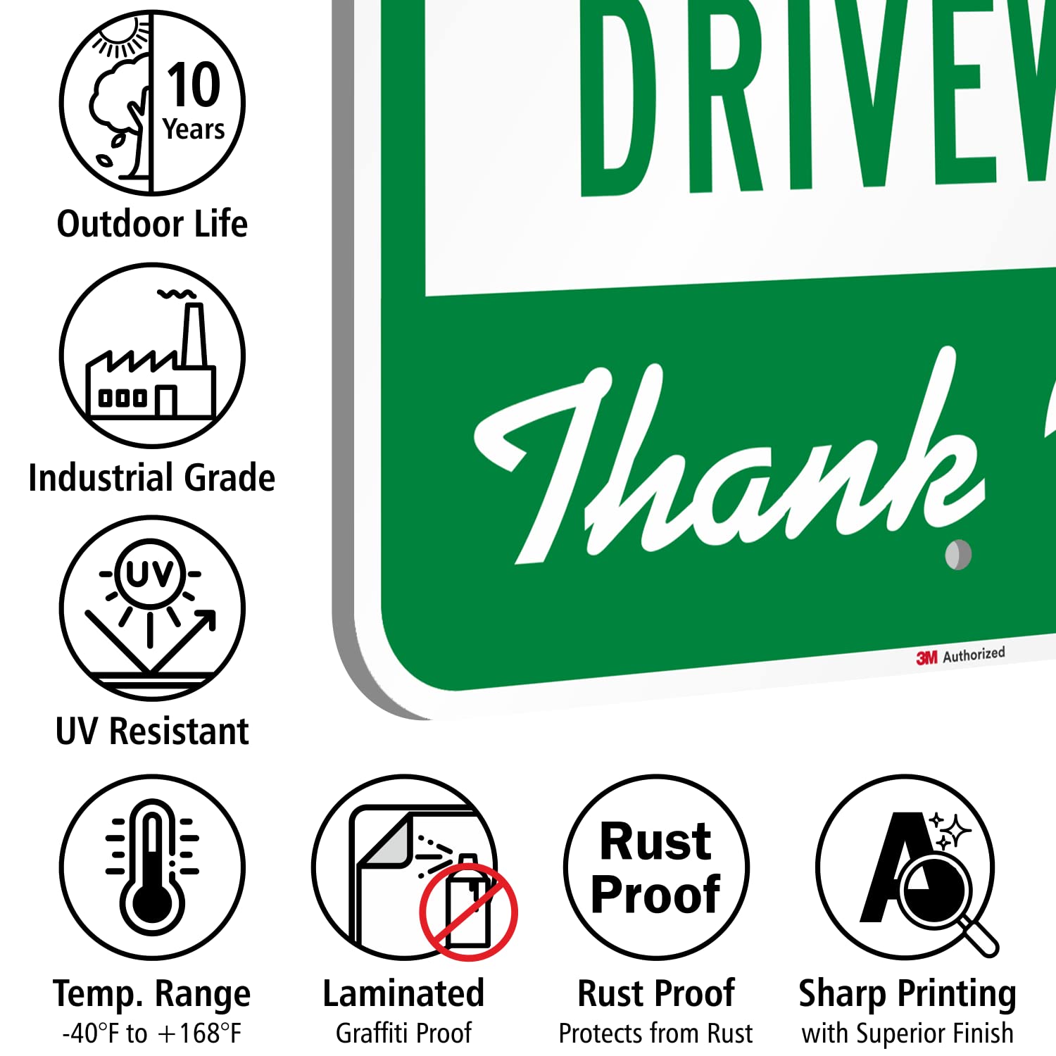 SmartSign 24 x 18 inch “Please Do Not Block Driveway, Thank You” Sign, 80 mil Aluminum, 3M Laminated EG Reflective Material, Green and White, Made in USA