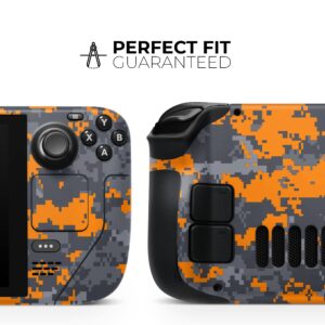 Design Skinz - Compatible with Steam Deck - Skin Decal Protective Scratch-Resistant Removable Vinyl Wrap Cover - Bright Orange and Gray Digital Camouflage