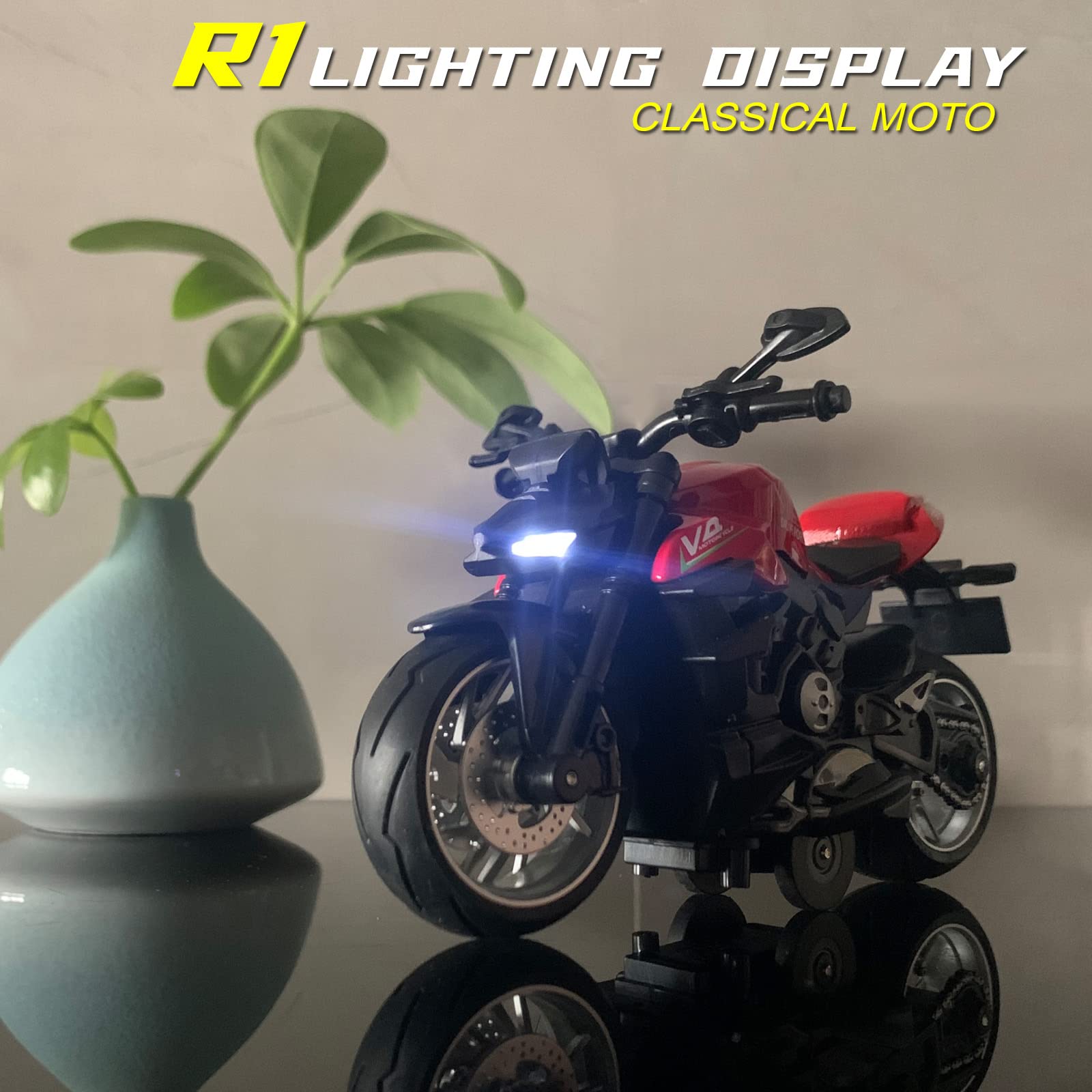 Ming You Motorcycle Toy - Motorcycle Toys for Kids 3-5 5-8,Mini Toy Motorcycles with Lights and Sounds for 3 + Years Old Boys and Girls (Red)