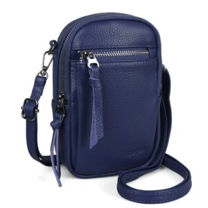 befen Navy Blue Genuine Leather Small Shoulder Bag Wallet Purse Crossbody bag for women