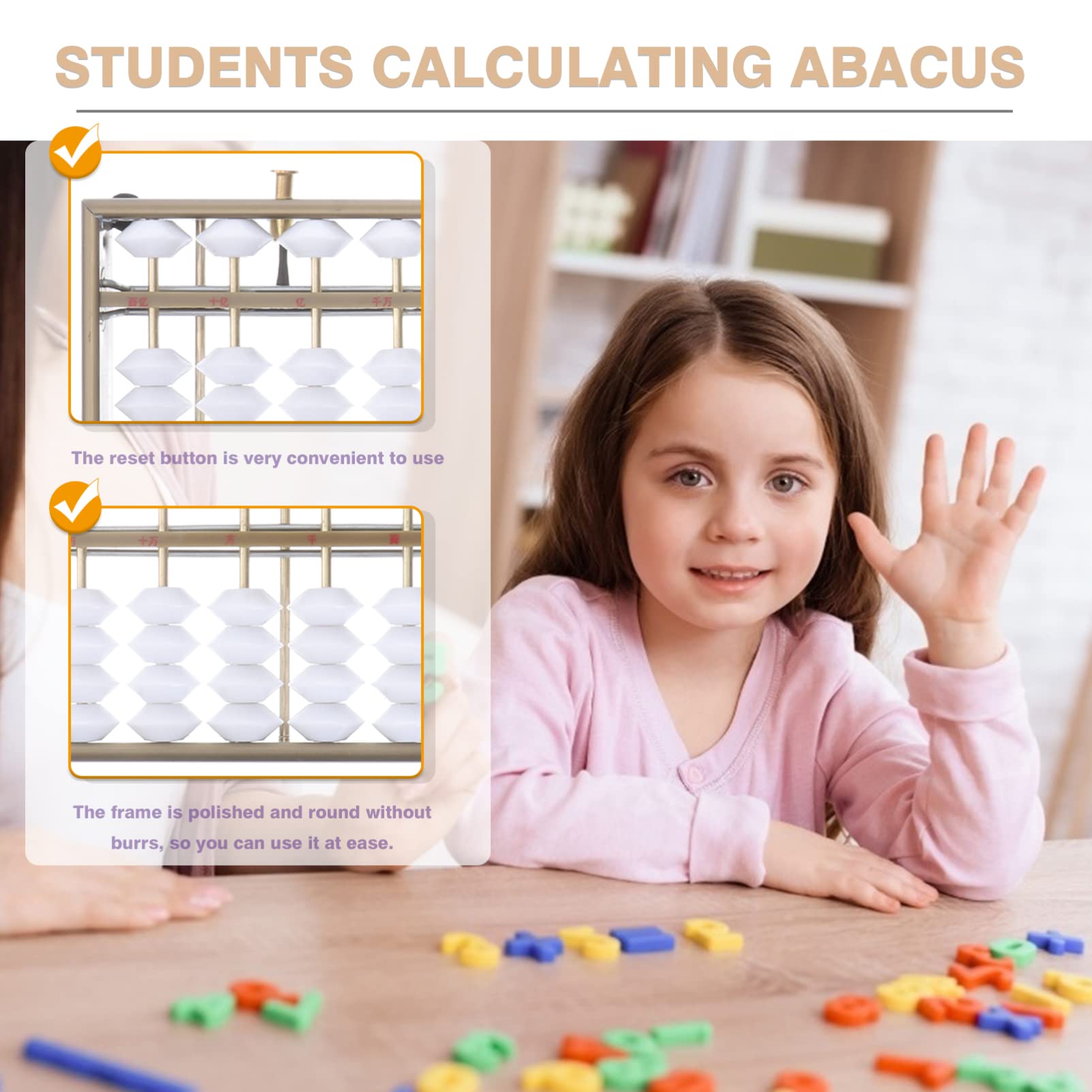 NUOBESTY 2 Pcs Abacus Chinese Counting Tool Kids Math Toys Old Chinese Calculator Chinese Bead Counter Toys for Toddlers Childrens Toys Student Aluminum Alloy Universal Japan White