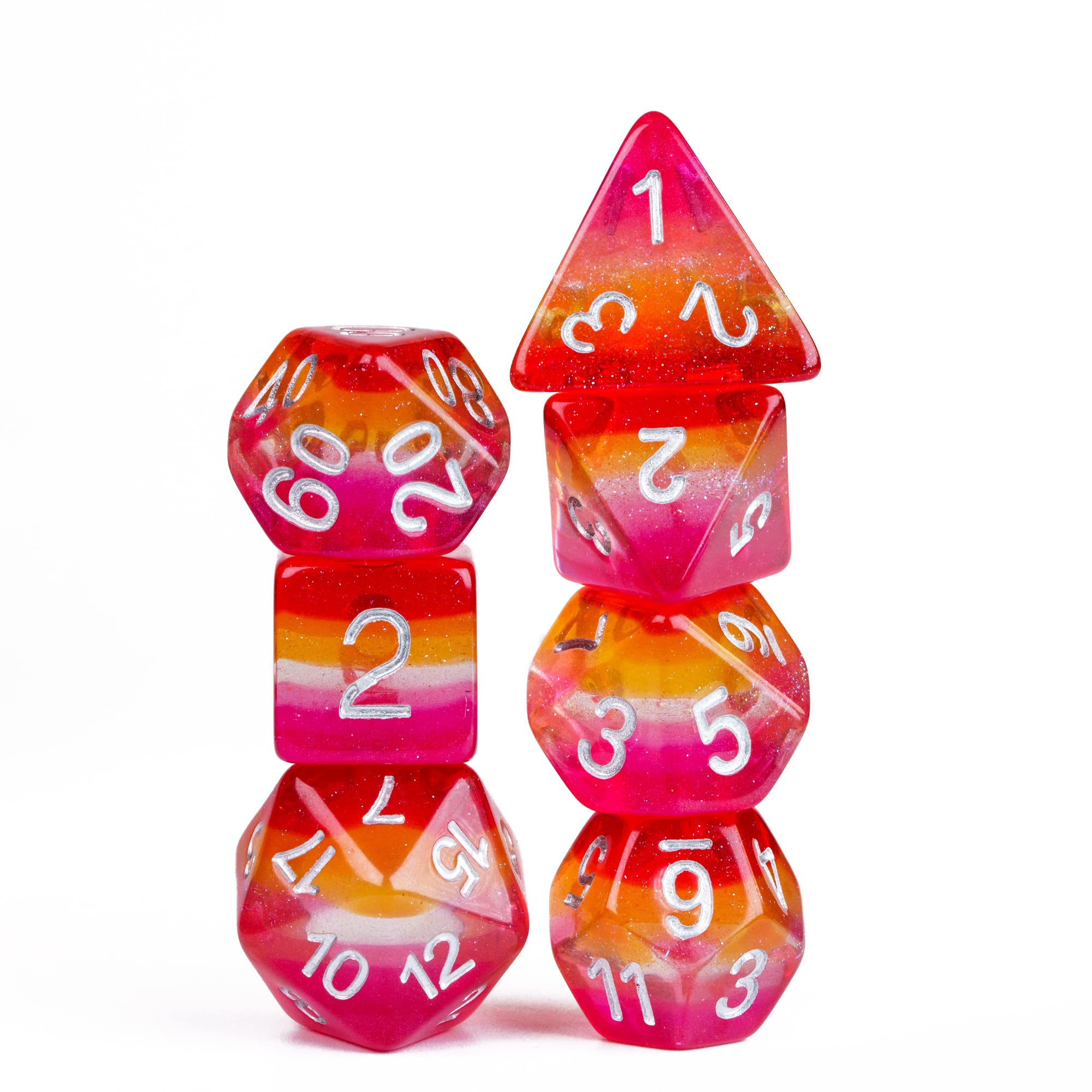 HDdais 7PCS Lesbian-Pride Polyhedral Dice Set, Homosexual Flag D&D Dice for Dungeons and Dragons, DND Dice for RPG MTG and Other Table Games