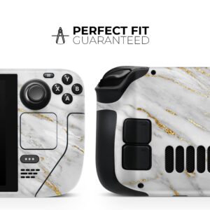 Design Skinz - Compatible with Steam Deck - Skin Decal Protective Scratch-Resistant Removable Vinyl Wrap Cover - Marble & Digital Gold Foil V4