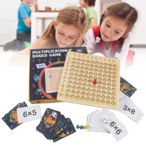 Hubgfril Wooden Math Multiplication Board Montessori Children Counting Toy Math Table Board Game Educational Preschool Counting Toys for Kids Over 3 Years Old (1PC)