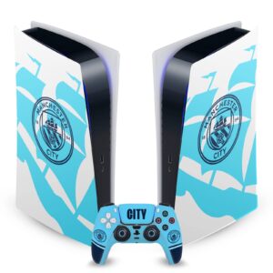 head case designs officially licensed manchester city man city fc badge ship logo art vinyl faceplate gaming skin decal compatible with sony playstation 5 ps5 digital console and dualsense controller