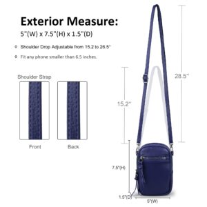 befen Navy Blue Genuine Leather Small Shoulder Bag Wallet Purse Crossbody bag for women