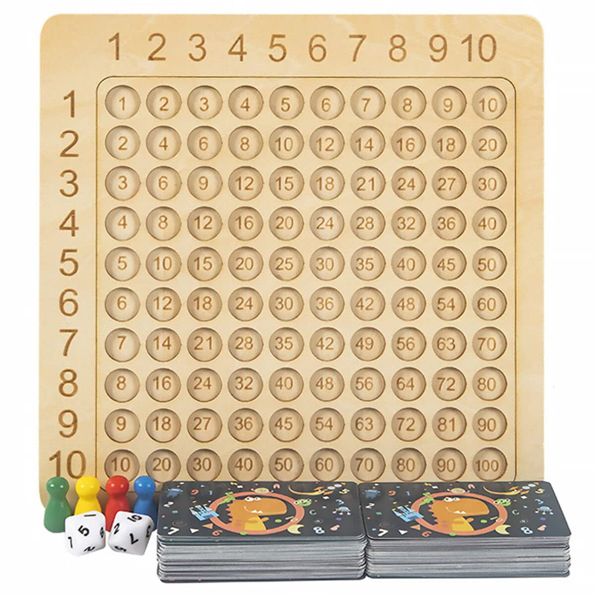 Hubgfril Wooden Math Multiplication Board Montessori Children Counting Toy Math Table Board Game Educational Preschool Counting Toys for Kids Over 3 Years Old (1PC)