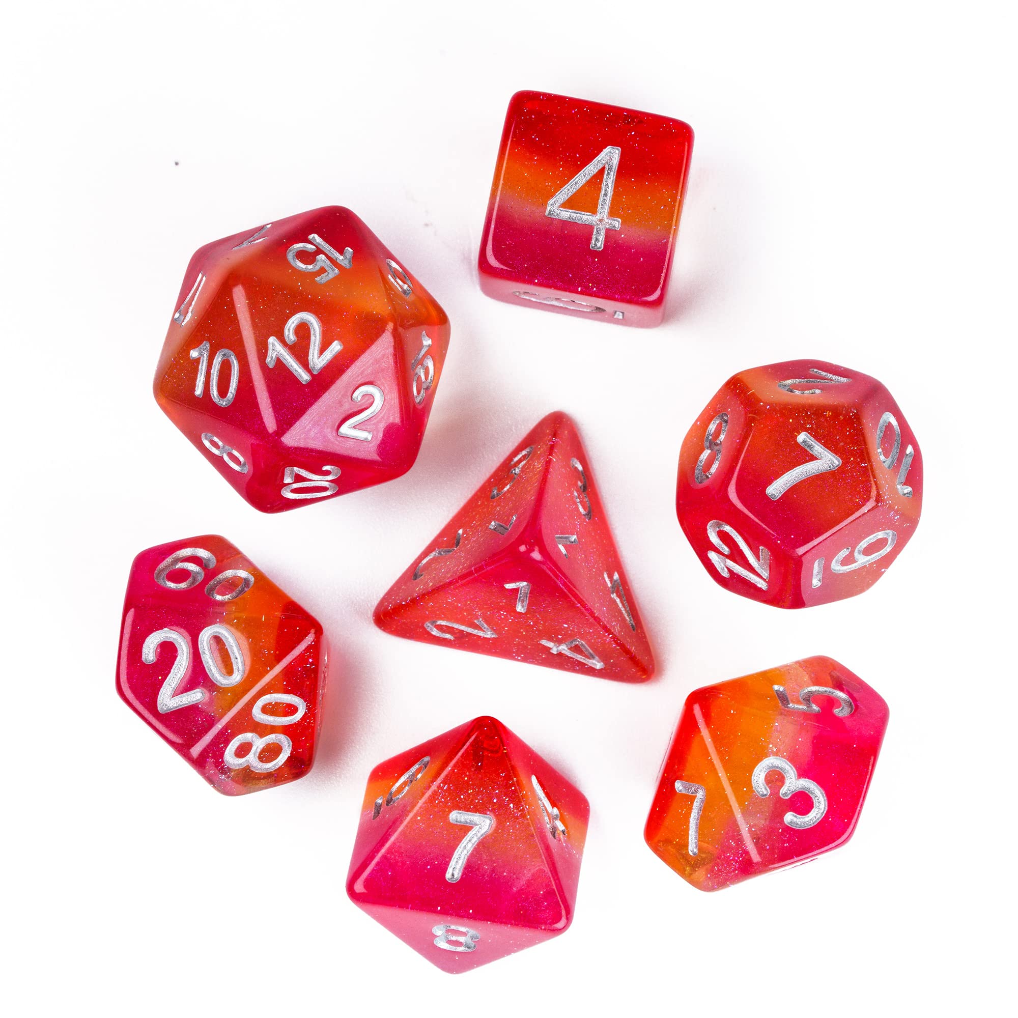 HDdais 7PCS Lesbian-Pride Polyhedral Dice Set, Homosexual Flag D&D Dice for Dungeons and Dragons, DND Dice for RPG MTG and Other Table Games