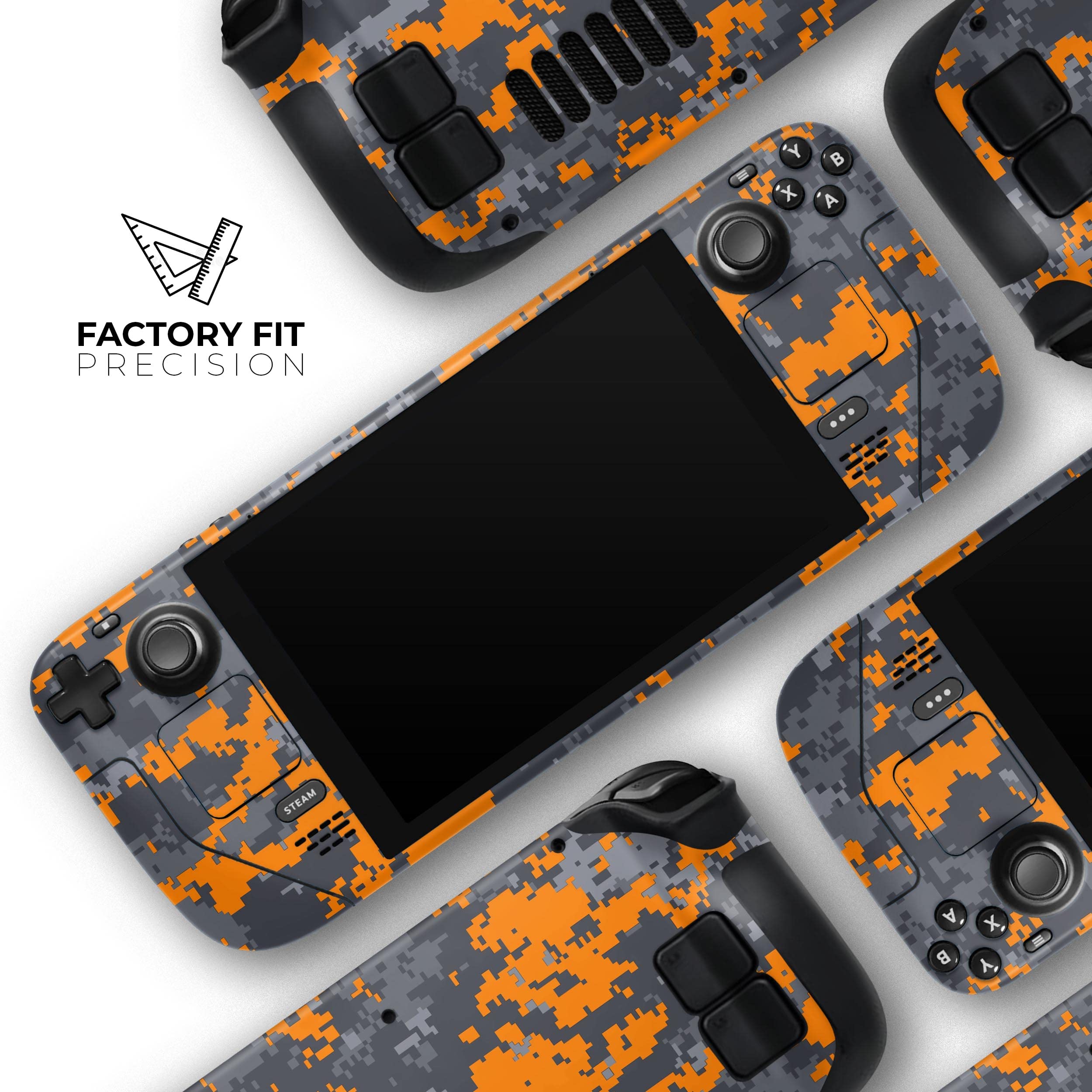 Design Skinz - Compatible with Steam Deck - Skin Decal Protective Scratch-Resistant Removable Vinyl Wrap Cover - Bright Orange and Gray Digital Camouflage