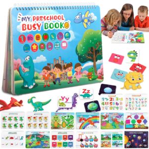 Busy Book for Toddlers 3-5, Preschool Learning Activities, Dinosaur Themes Quiet Book,Montessori Toys for Kids, Autism Sensory Toys,Gifts for Boys Girls,Airplane Tracing Book