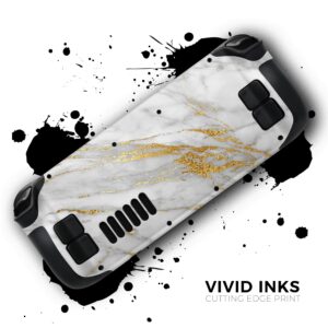 Design Skinz - Compatible with Steam Deck - Skin Decal Protective Scratch-Resistant Removable Vinyl Wrap Cover - Marble & Digital Gold Foil V4