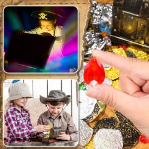 Hanaive 319 Pcs Pirate Treasure Pirate Gold Fake Coins Plastic Pirate Gems and Jewels Playset Pirate Party Decor Treasure for Pirates Themed Adventures Summer Pool Party Coins (Irregular)