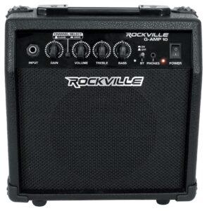 rockville g-amp 10 watt guitar amplifier amp with bluetooth + clean/distortion