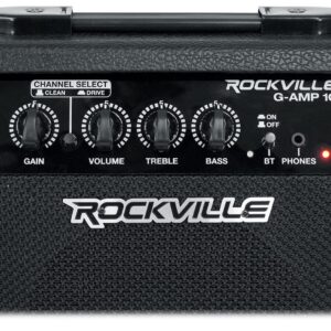 Rockville G-AMP 10 Watt Guitar Amplifier Amp with Bluetooth + Clean/Distortion