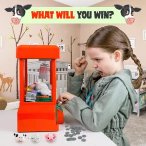 Bundaloo Claw Machine Arcade Game - Electronic Mini Candy and Toy Grabber Dispenser - with Sound & 3 Mini Plush Farm Animals