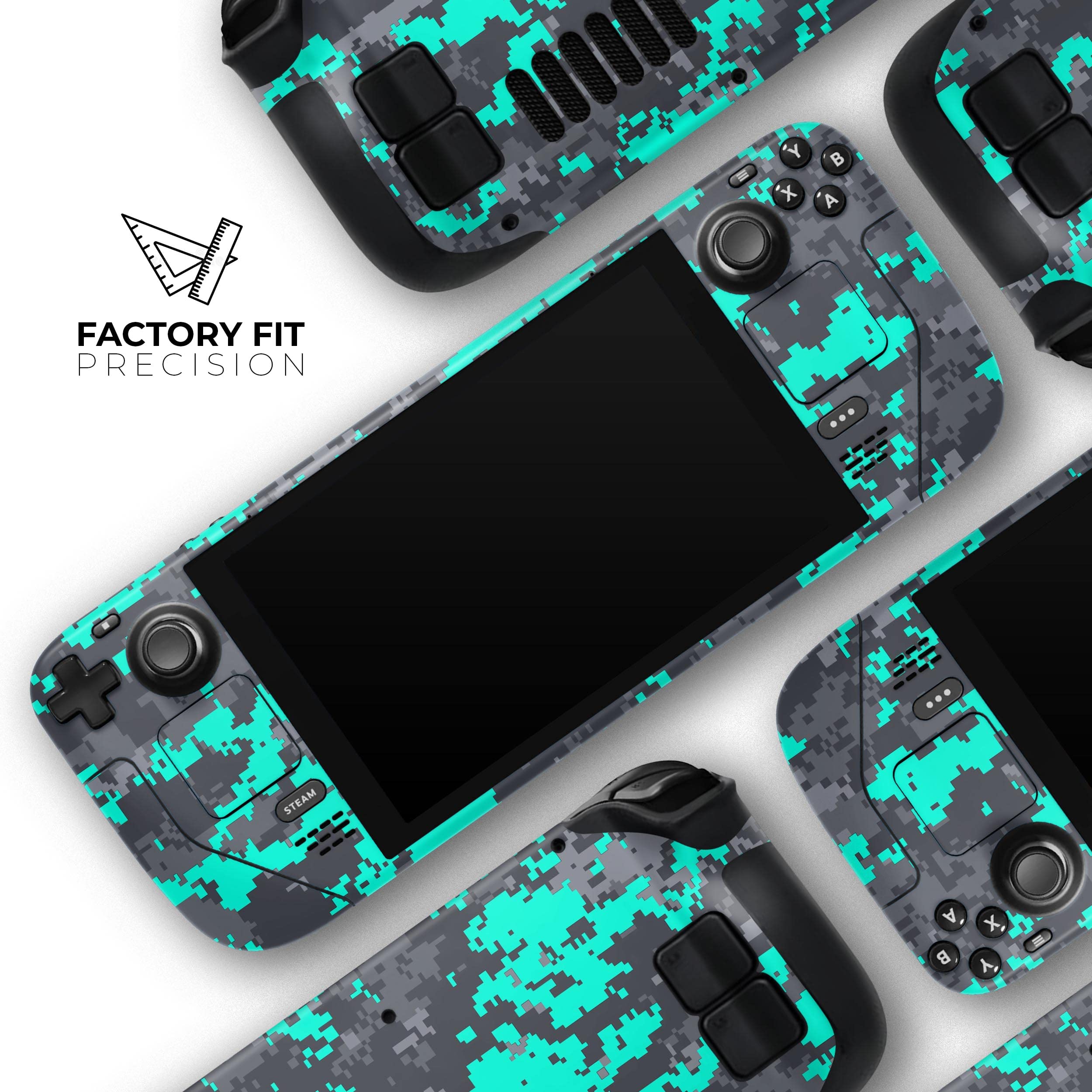 Design Skinz - Compatible with Steam Deck - Skin Decal Protective Scratch-Resistant Removable Vinyl Wrap Cover - Bright Teal and Gray Digital Camouflage