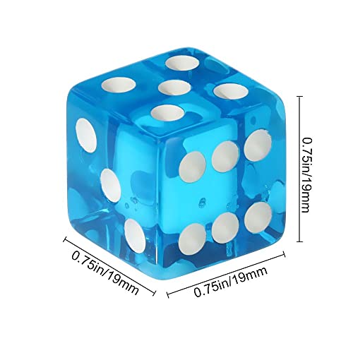 19mm 6-Sides Dice,10PCs/Set Polyhedral Acrylic Dice Set for Table Games