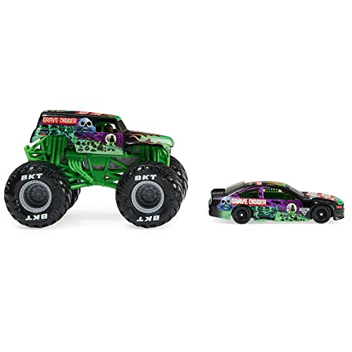 Monster Jam Official 1:64 Scale Diecast 2-Pack Monster Truck and Race Car: Grave Digger