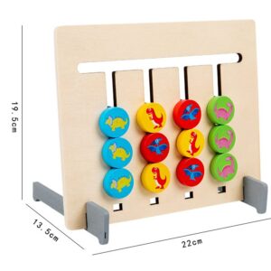 Y YTONGSOON Four-Color Dinosaur Animal Logic Game Double-Sided Wooden Montessori Enlightenment AIDS Children's Educational Toys