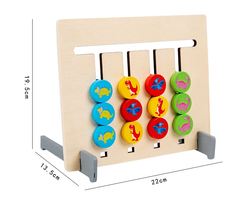 Y YTONGSOON Four-Color Dinosaur Animal Logic Game Double-Sided Wooden Montessori Enlightenment AIDS Children's Educational Toys