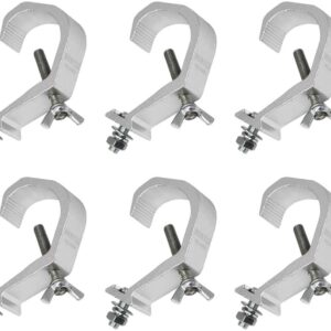 6 Pack Stage Light Clamp, Aluminum Alloy Truss Clamp, Stage Light Clamp Hook for DJ Lighting Par Lights Spot Lights, Fit for 1.18-1.96 Inch OD Pipe, Max Load 33 lbs