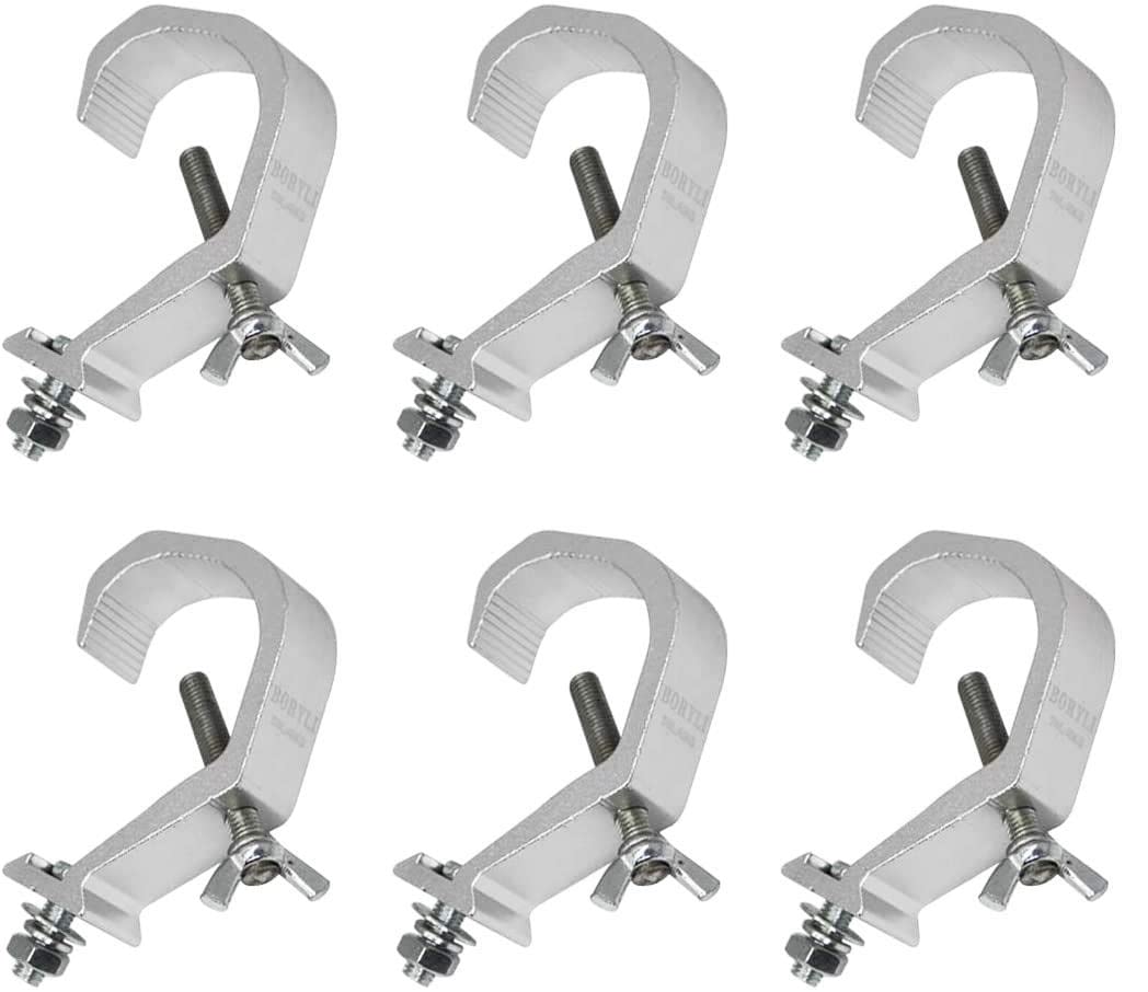 6 Pack Stage Light Clamp, Aluminum Alloy Truss Clamp, Stage Light Clamp Hook for DJ Lighting Par Lights Spot Lights, Fit for 1.18-1.96 Inch OD Pipe, Max Load 33 lbs