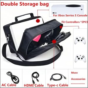 X-Box Series S Travel Bag Carry Case for X-Box Series S Console Storage Case Cover Protective Handbag Waterproof Shockproof Adjustable Shoulder Bag for X-Box Series S Controllers Headset Black