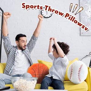 4 Pcs Sports Throw Pillows Fluffy Stuffed Soccer Ball Pillow Soft Stuffed Basketball Pillows Baseball Soft Throw Pillow Football Shaped Plush Toy Sport Cushion (Plush,Medium)