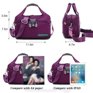 Women Crossbody Bag Casual Shoulder Handbag Waterproof Oxford Cloth Ladies Purse Messenger Bag（Purple