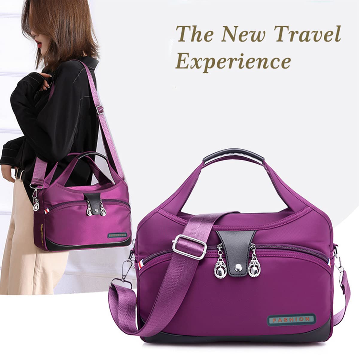 Women Crossbody Bag Casual Shoulder Handbag Waterproof Oxford Cloth Ladies Purse Messenger Bag（Purple