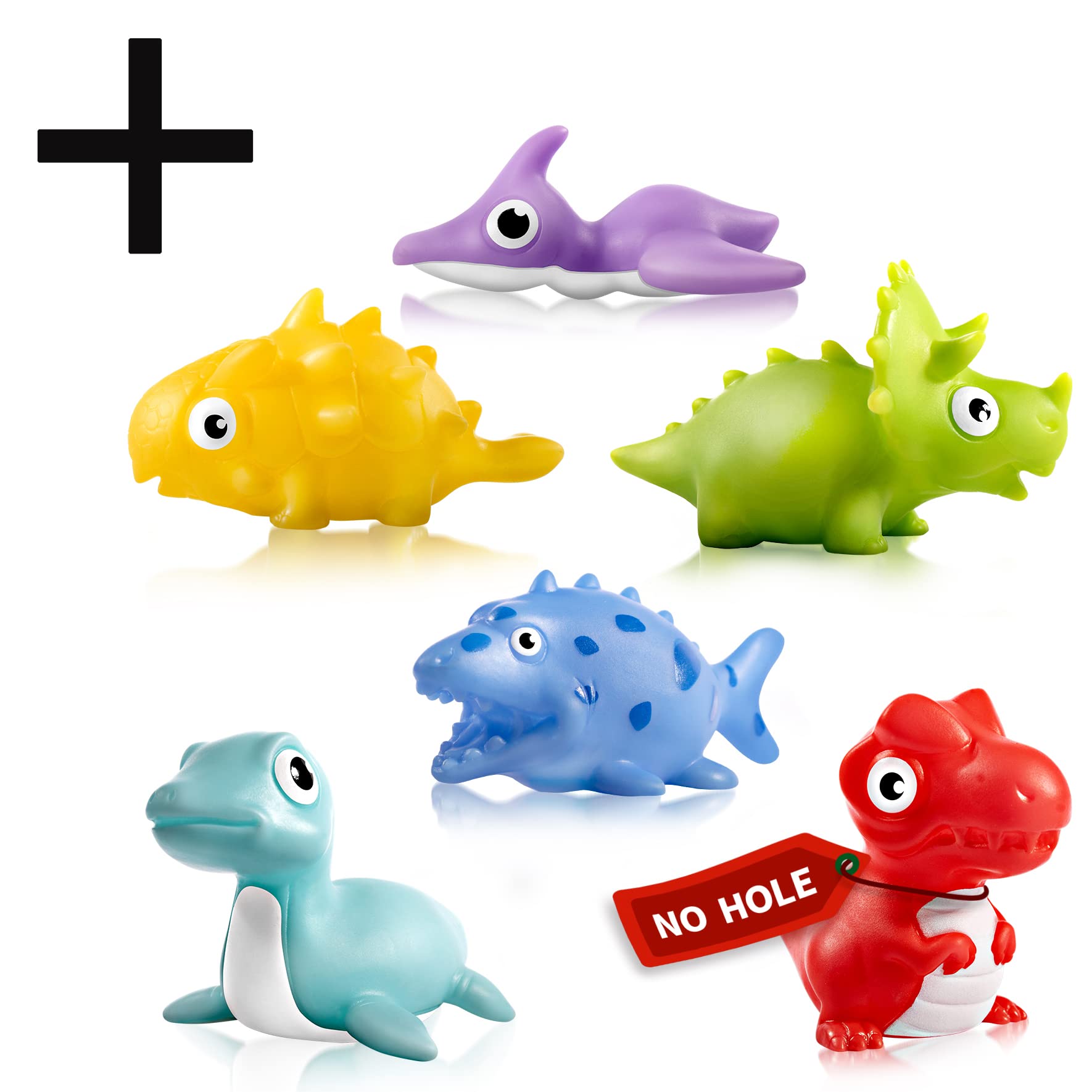 12Pcs No Hole Dinosaur Bath Toys& 6Pcs No Hole Dinosaur Bath Toys