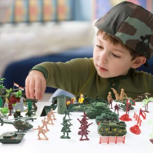 3 otters 307PCS Army Men Military Set, Military Battle Group Plastic Army Men Toy Soldiers for Boys and Girls, with Storage Container