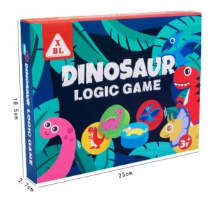 Y YTONGSOON Four-Color Dinosaur Animal Logic Game Double-Sided Wooden Montessori Enlightenment AIDS Children's Educational Toys