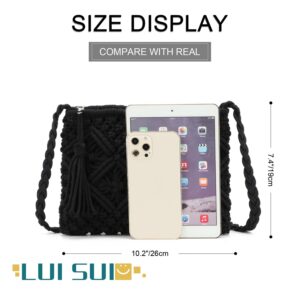 LUI SUI Women’s Handwoven Crossbody Purse Summer Beach Clutch Purses Woven Handmade Shoulder Handbag