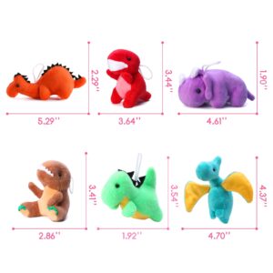 18 Pack Plush Dinosaur Toys Bulk, Mini Soft Stuffed Animal Cute Dinosaur Figures, Keychain Decoration for Goodie Bag Filler, Claw Machine, Treasure Chest Prizes, Birthday Party Favor for Kids