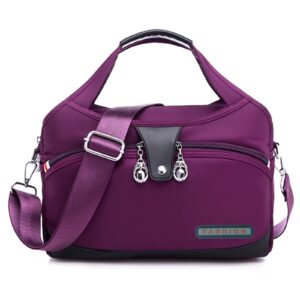 Women Crossbody Bag Casual Shoulder Handbag Waterproof Oxford Cloth Ladies Purse Messenger Bag（Purple