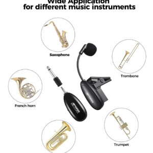 JCWY 2.4G Wireless Saxophone Microphone, Clip on Music Instruments Microphone, Wireless Receiver and Transmitter, for Saxophone and More