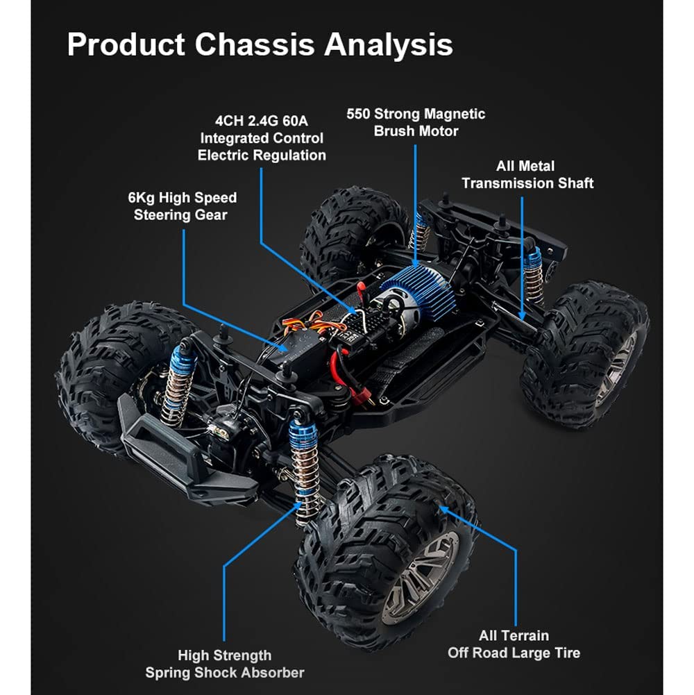 QIYHBVR RC Cars Remote Control Car for Boys 2.4 GHZ 40KM/H High Speed Racing Car, 1:12 RC Trucks 4x4 Offroad with Lights, Electric Rock Crawler Toy Car Gift for Kids Adults Girls