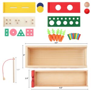 KIZBURG 5 in 1 Object Permance Box, Wooden Montessori Toys for 3 Year Old, Ball Drop, Coin Drop Game, Stacking Toys, Christmas Birthday Gifts for Toddlers