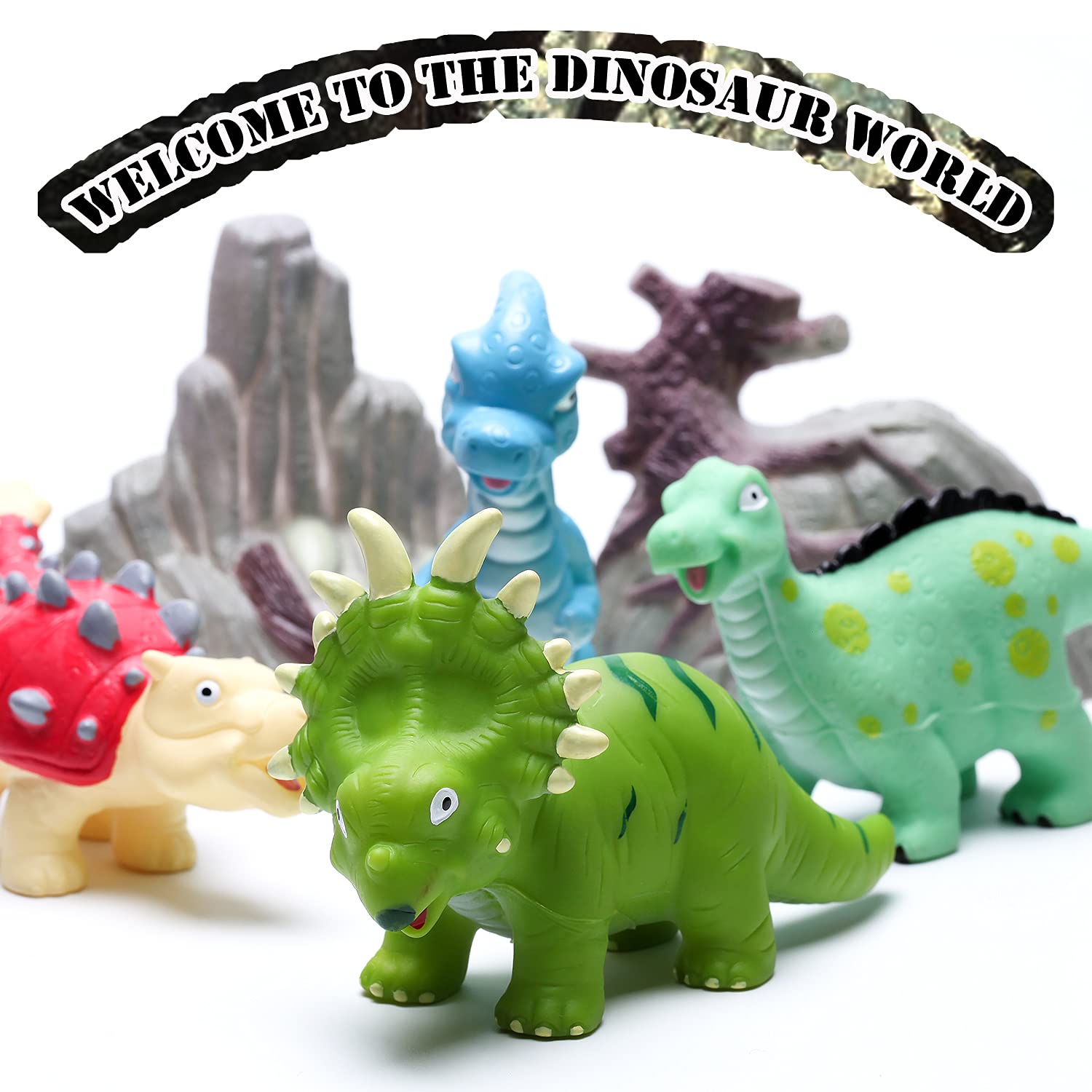 12Pcs No Hole Dinosaur Bath Toys& 6Pcs No Hole Dinosaur Bath Toys