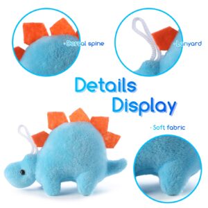 18 Pack Plush Dinosaur Toys Bulk, Mini Soft Stuffed Animal Cute Dinosaur Figures, Keychain Decoration for Goodie Bag Filler, Claw Machine, Treasure Chest Prizes, Birthday Party Favor for Kids