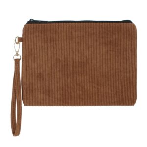 womens girls casual corduroy clutch bag vintage solid color purse zipper wristlet wallets