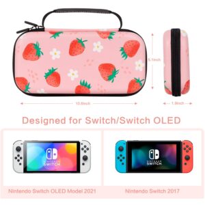 Lokigo Carrying Case for Nintendo Switch/Switch OLED, Pink Nintendo Switch Case for Girls Boys, Portable Shockproof Switch Bag w/20 Game Card Slots for Switch Console Joy-Con & Accessories, Pink