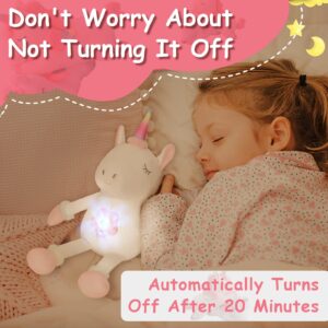 DIILSWX Unicorn Stuffed Animals with Dynamic Star Projection Lamp: Rechargeable Night Light for Kids Bedroom, Soft & Huggable Plush Toy, Cute Bedtime Buddy for Toddler, Boy, Girl (Galaxy Theme) - 17''