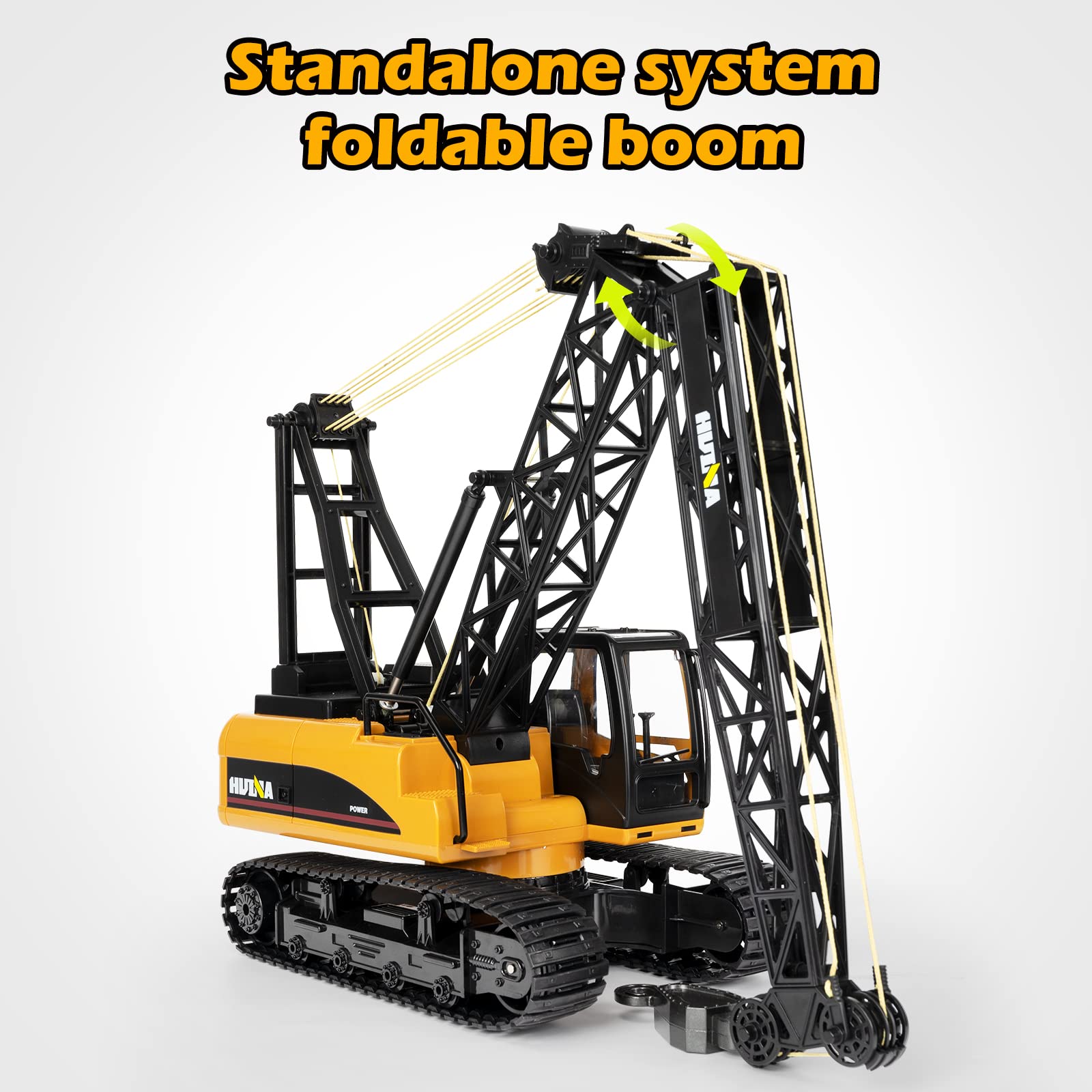 KidsFaves 15 Channel Remote Control Crane Toy,Proffesional Series,1:14 Scale-Rechargeable Battery RC Construction Toy Crane-Heavy Duty Metal Hook, with Lights Sounds for Boys & Girls 8-12