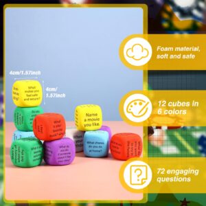 Hanaive 12 Pcs Learning Conversation Cubes Social Emotional Learning Activities Family Dice Game Speech Therapy For Kids Teacher Family Classroom (Foam)