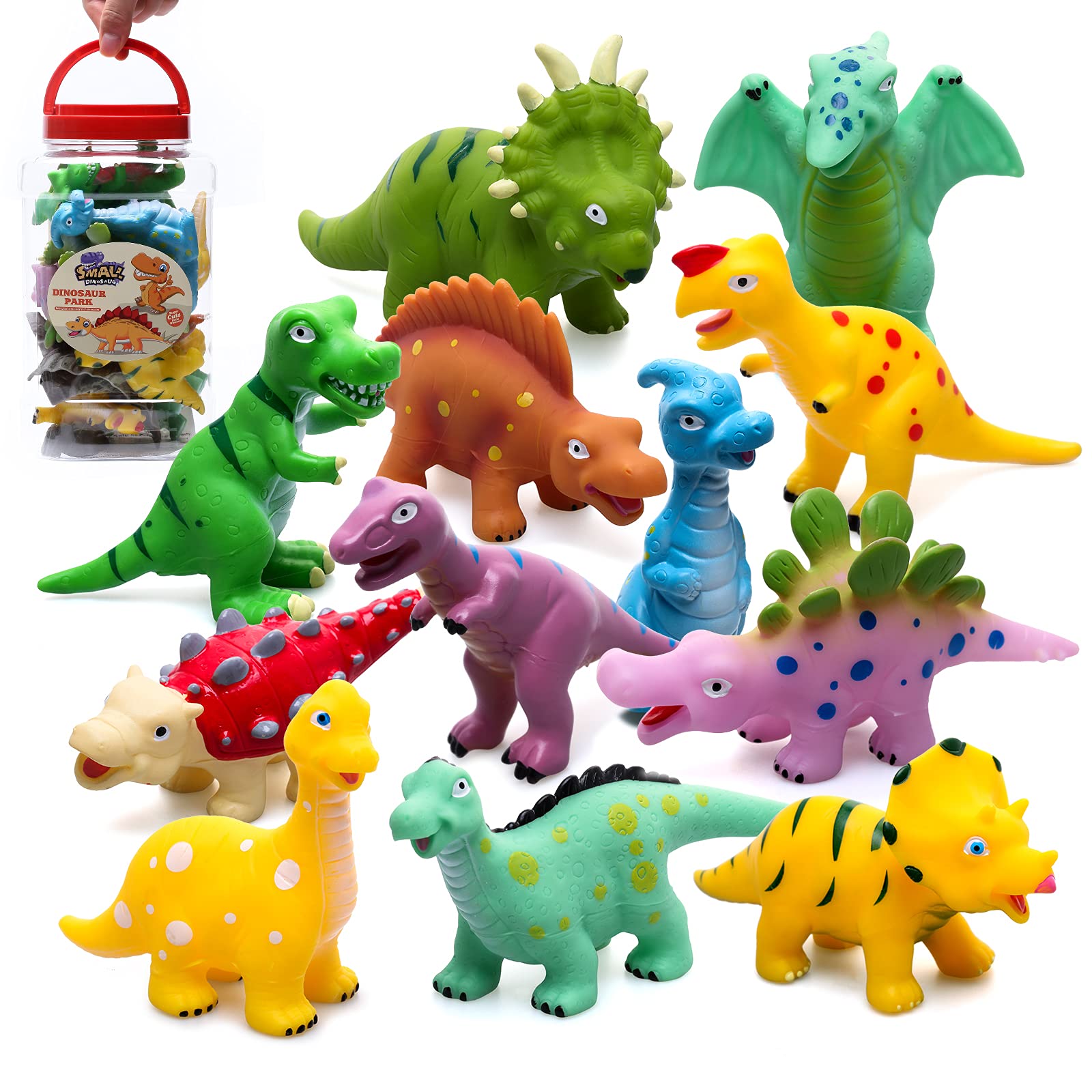 12Pcs No Hole Dinosaur Bath Toys& 6Pcs No Hole Dinosaur Bath Toys