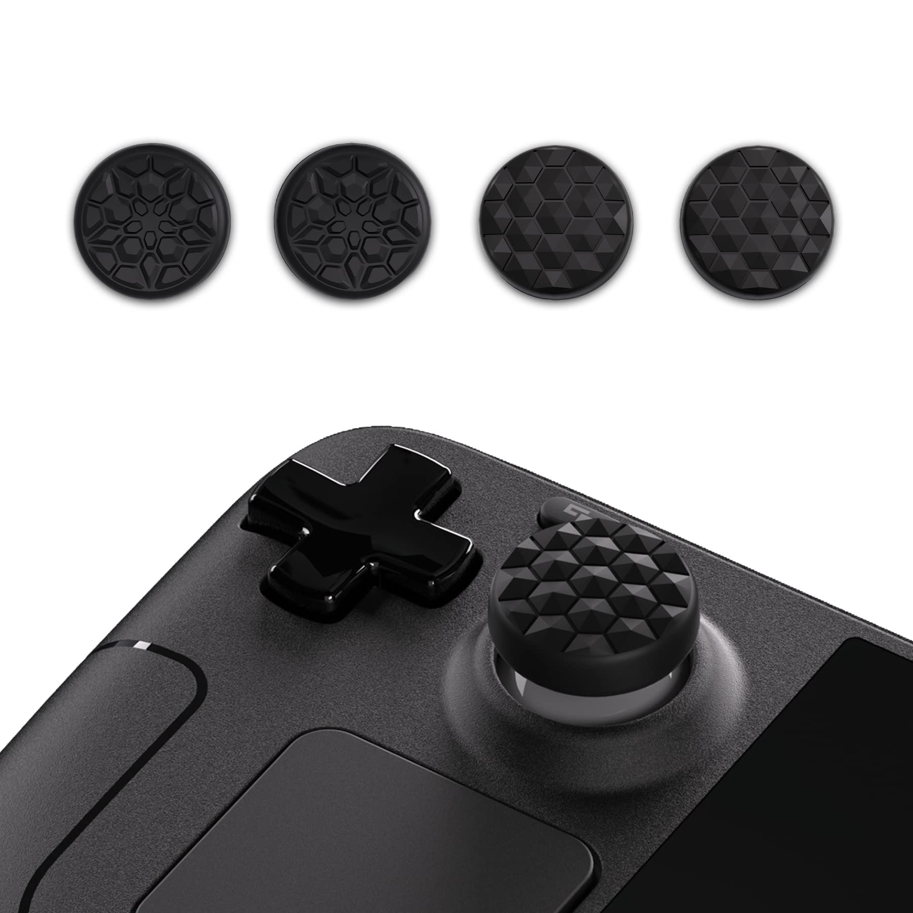 PlayVital Thumb Grip Caps for Steam Deck LCD, for PS Portal Remote Player Silicone Thumbsticks Grips Joystick Caps for Steam Deck OLED - Diamond Grain & Crack Bomb Design