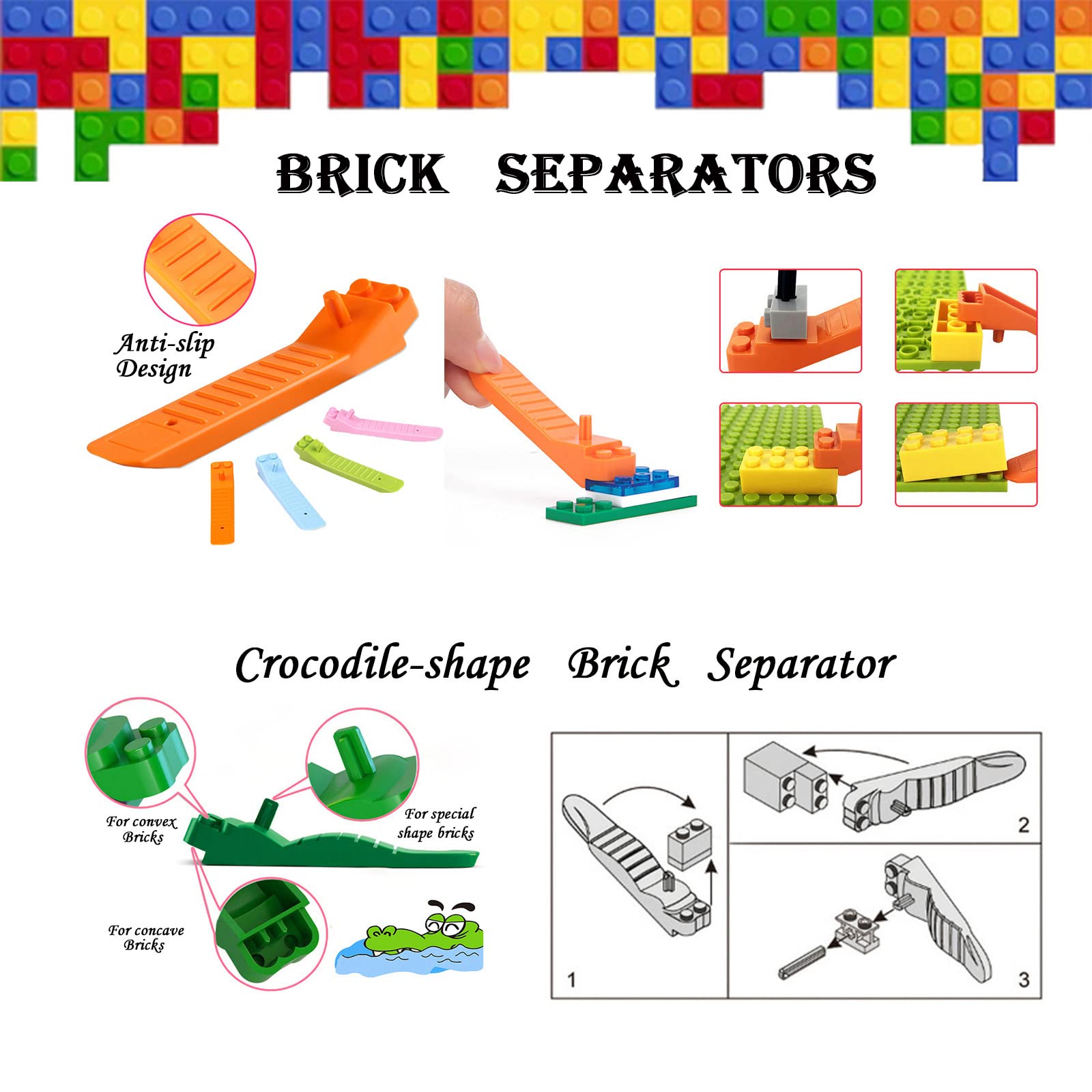 SIOYTOER Building Blocks Tool Kit Brick Separator Tools Compatible with Lego &Technic Mini Blocks Tool Set Multi-Functional Hammer Pliers Tweezers Finger Protectors with Tin Box (Blue)